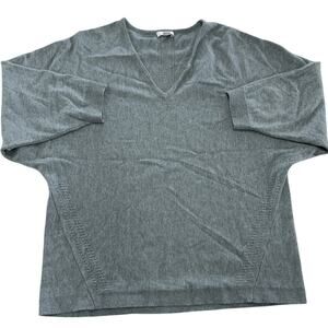 J Jill Sweater Womens XS Gray Green Pullover V Neck Cotton Blend‎ Knit Top